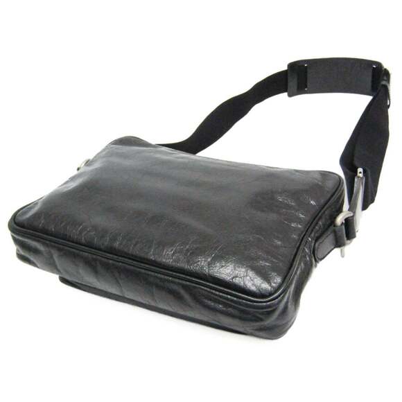 GUCCI Black Leather Messenger Shoulder Bag